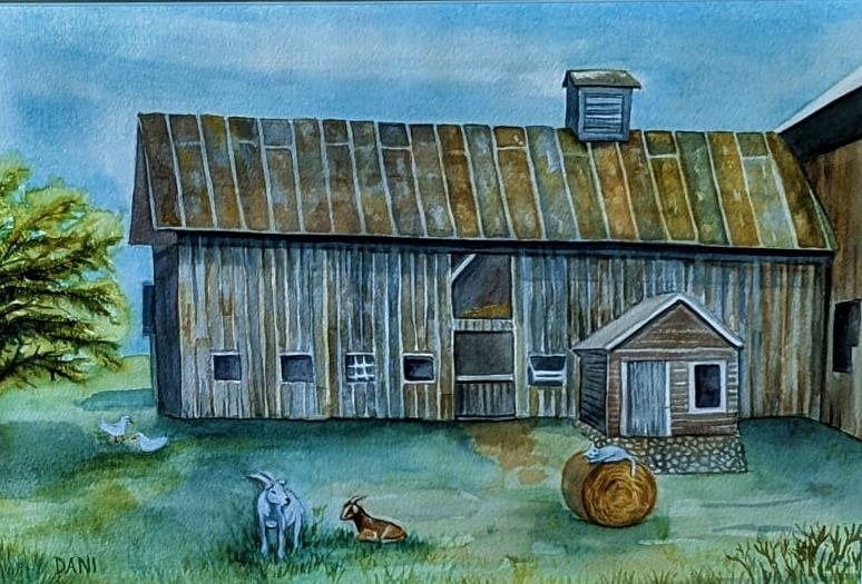 Daniela Cooney's gentle painting of a Wayne County farm is just one of the works on display at Art About Town's exhibition, "Winter Spirits.".